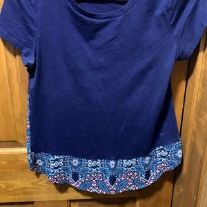 Blue Crew Neck Blouse
